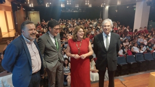 El presidente tsj y el magistrado coordinador junto a la consejera y el director general de Educación en el acto de clausura de esta edición